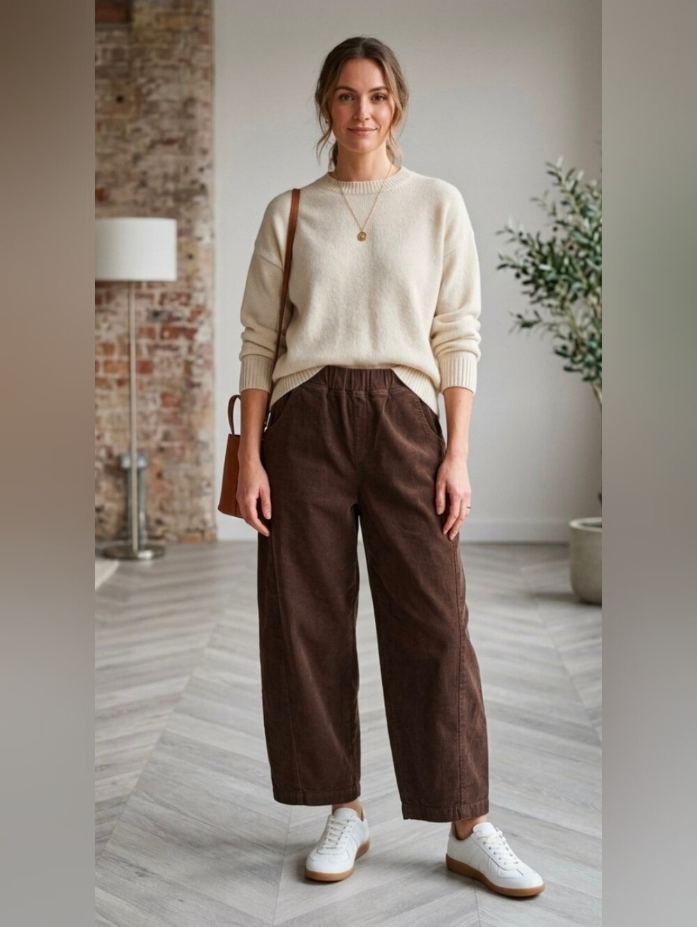 Le Bon Shoppe Corduroy Arc Pants Chocolate Brown Size Small Wide Leg Slouchy